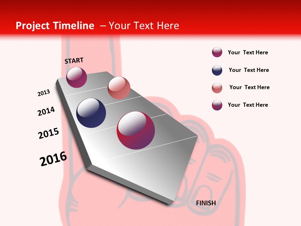 Blank Foam Finger Making The "We're Number 1 Symbol" In Red And Blue, Add Text To The Hand Or Above Hand, - Lots Of Copy Space PowerPoint Template
