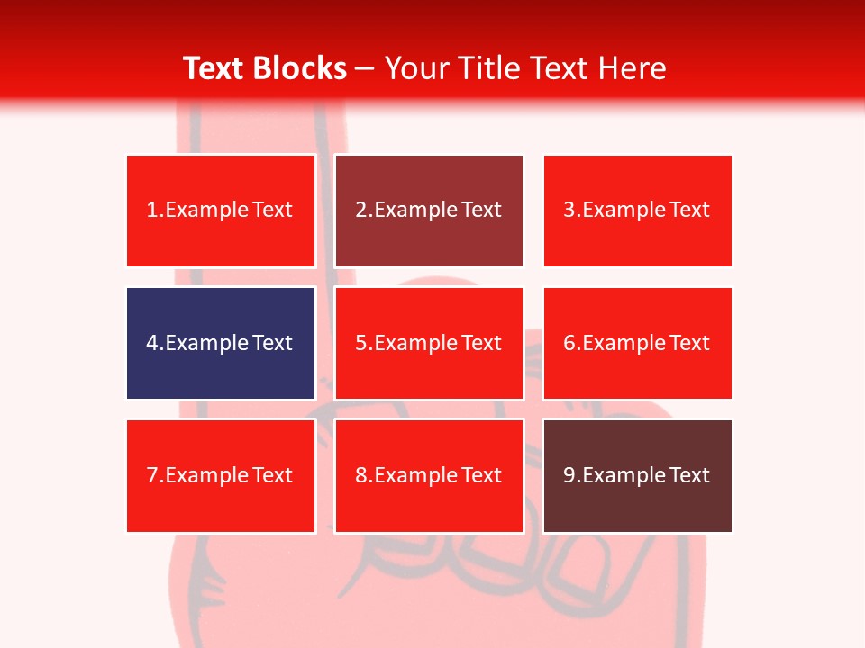 Blank Foam Finger Making The "We're Number 1 Symbol" In Red And Blue, Add Text To The Hand Or Above Hand, - Lots Of Copy Space PowerPoint Template