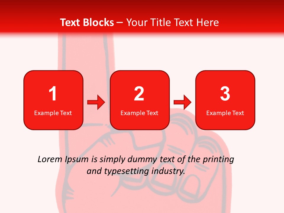 Blank Foam Finger Making The "We're Number 1 Symbol" In Red And Blue, Add Text To The Hand Or Above Hand, - Lots Of Copy Space PowerPoint Template