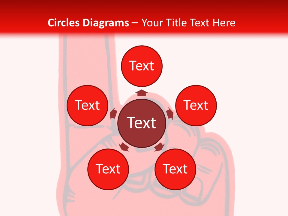 Blank Foam Finger Making The "We're Number 1 Symbol" In Red And Blue, Add Text To The Hand Or Above Hand, - Lots Of Copy Space PowerPoint Template