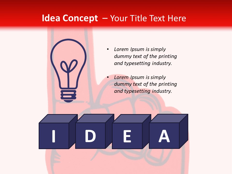 Blank Foam Finger Making The "We're Number 1 Symbol" In Red And Blue, Add Text To The Hand Or Above Hand, - Lots Of Copy Space PowerPoint Template