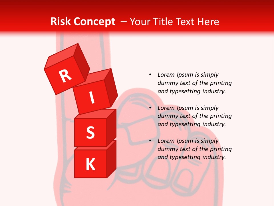 Blank Foam Finger Making The "We're Number 1 Symbol" In Red And Blue, Add Text To The Hand Or Above Hand, - Lots Of Copy Space PowerPoint Template