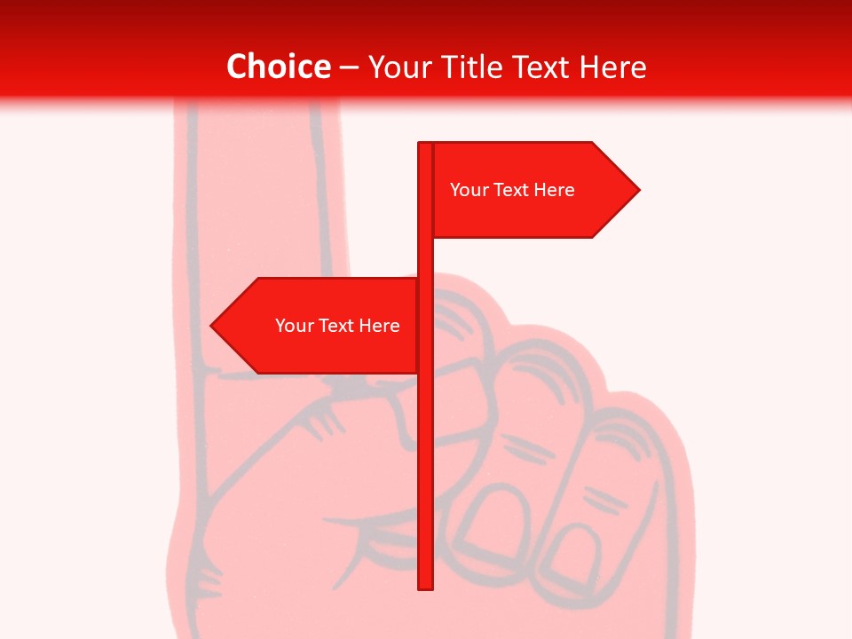 Blank Foam Finger Making The "We're Number 1 Symbol" In Red And Blue, Add Text To The Hand Or Above Hand, - Lots Of Copy Space PowerPoint Template