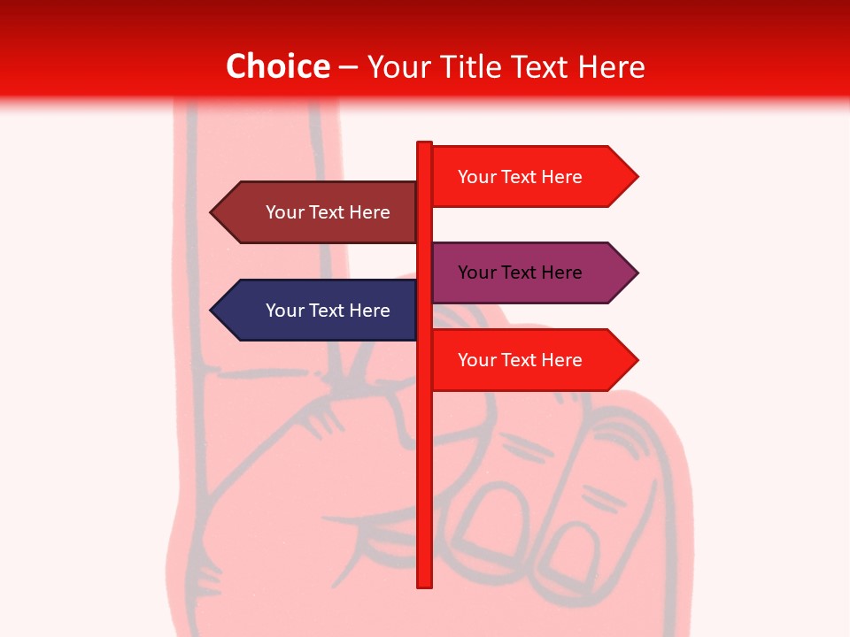 Blank Foam Finger Making The "We're Number 1 Symbol" In Red And Blue, Add Text To The Hand Or Above Hand, - Lots Of Copy Space PowerPoint Template