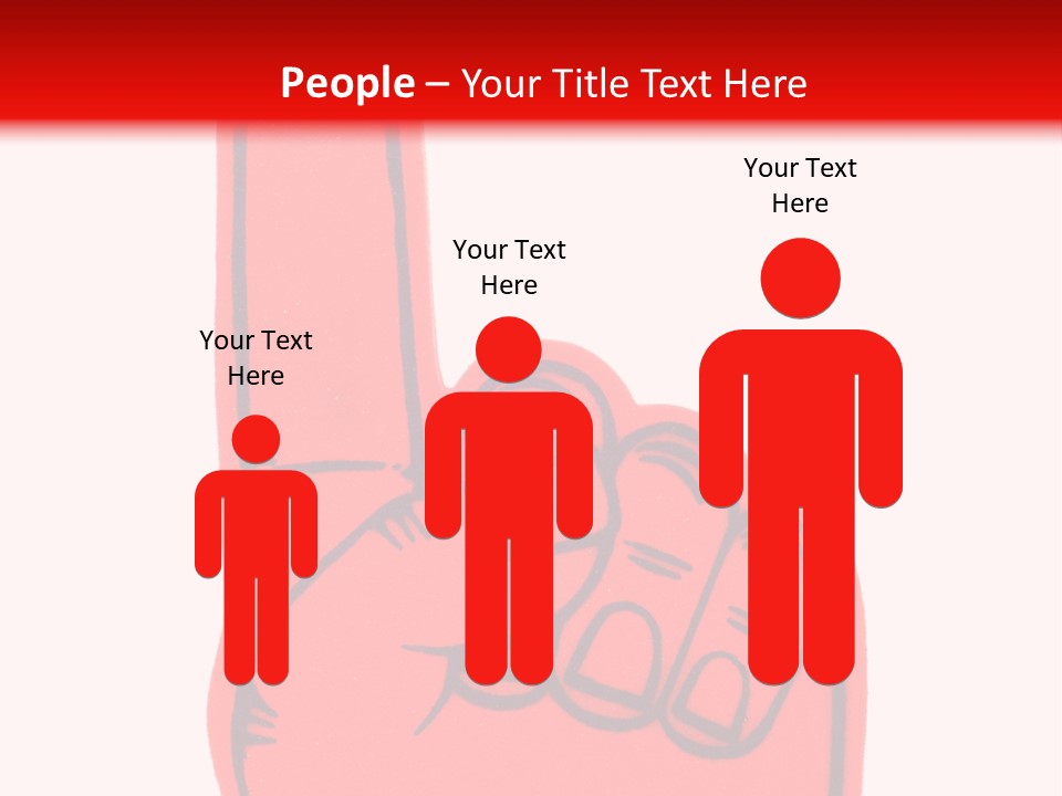 Blank Foam Finger Making The "We're Number 1 Symbol" In Red And Blue, Add Text To The Hand Or Above Hand, - Lots Of Copy Space PowerPoint Template