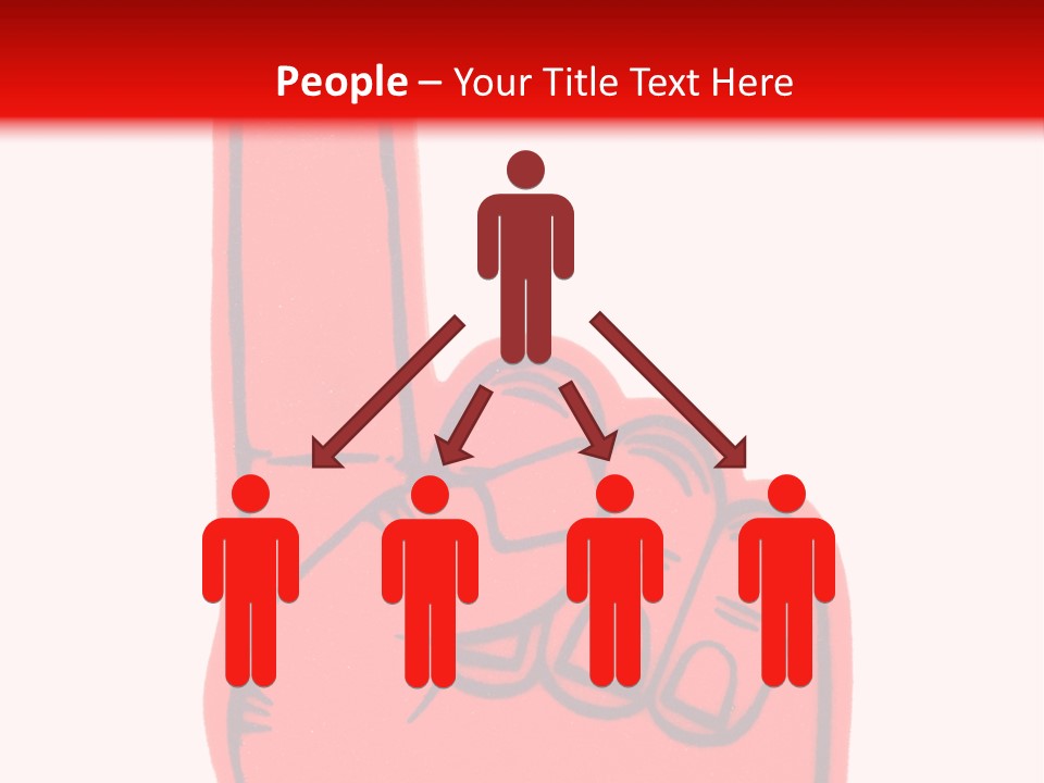 Blank Foam Finger Making The "We're Number 1 Symbol" In Red And Blue, Add Text To The Hand Or Above Hand, - Lots Of Copy Space PowerPoint Template