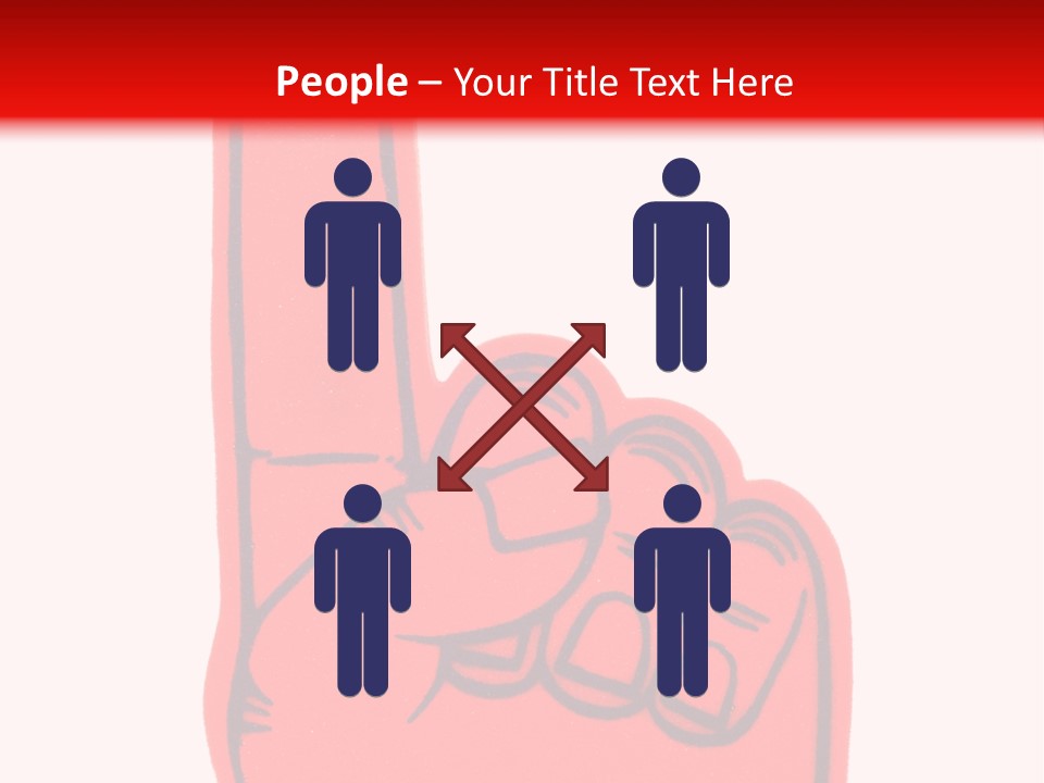 Blank Foam Finger Making The "We're Number 1 Symbol" In Red And Blue, Add Text To The Hand Or Above Hand, - Lots Of Copy Space PowerPoint Template
