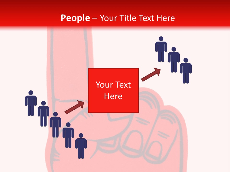 Blank Foam Finger Making The "We're Number 1 Symbol" In Red And Blue, Add Text To The Hand Or Above Hand, - Lots Of Copy Space PowerPoint Template