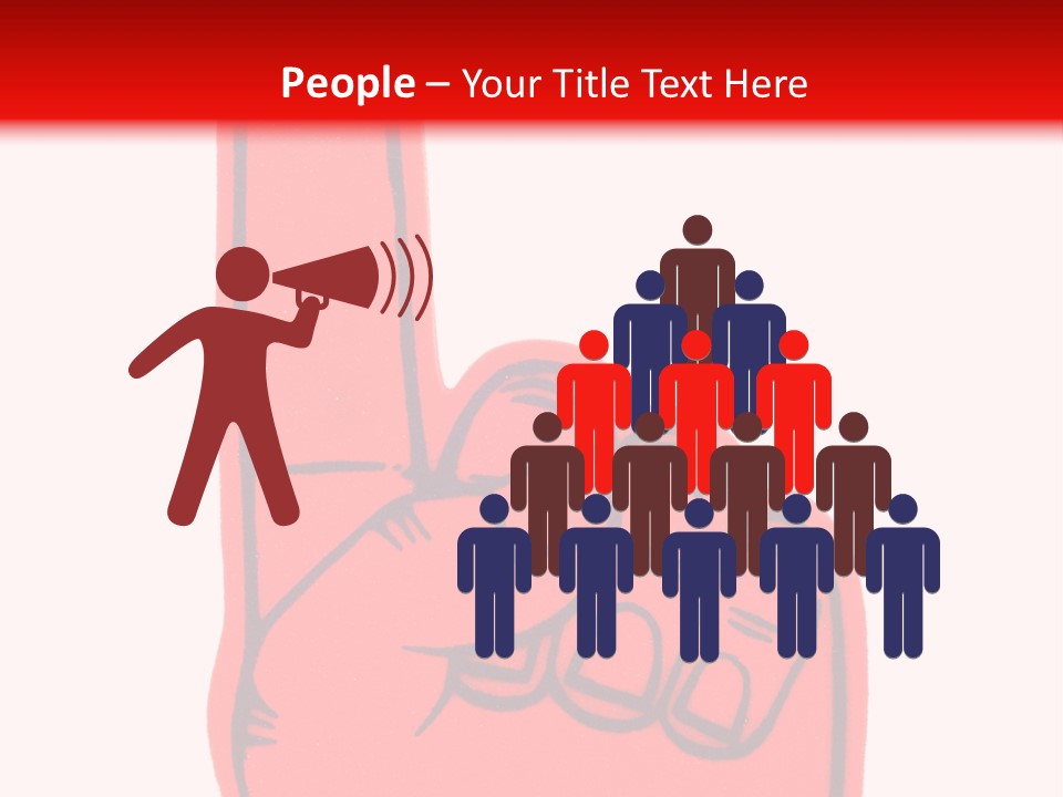 Blank Foam Finger Making The "We're Number 1 Symbol" In Red And Blue, Add Text To The Hand Or Above Hand, - Lots Of Copy Space PowerPoint Template