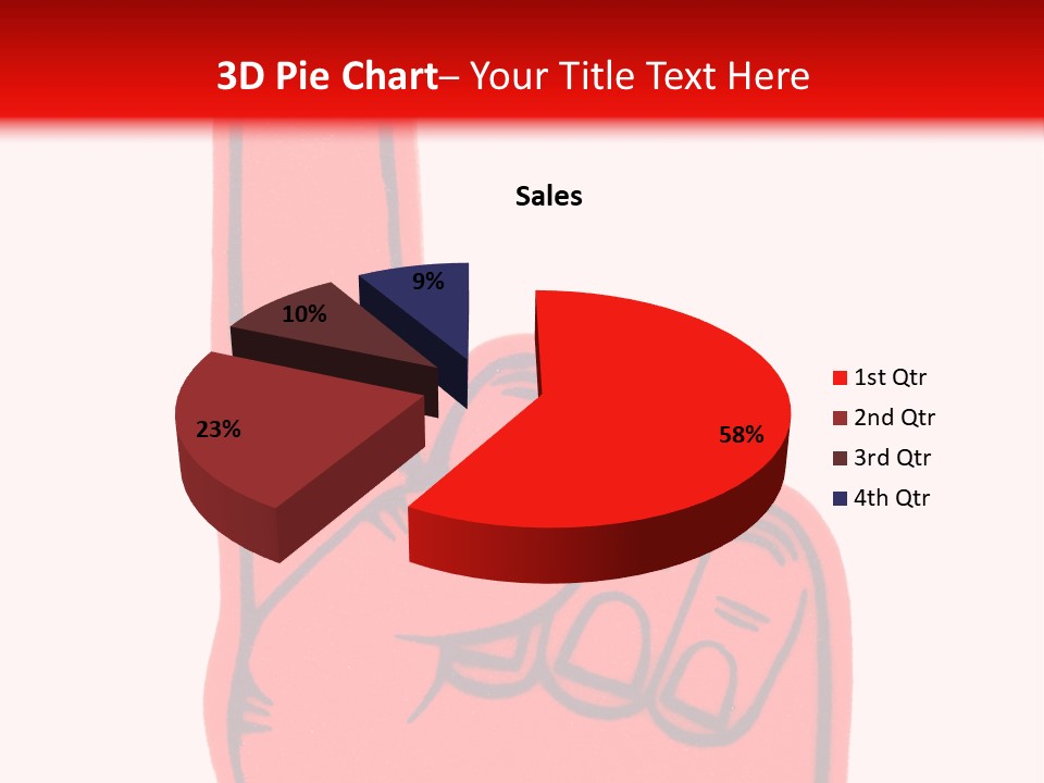 Blank Foam Finger Making The "We're Number 1 Symbol" In Red And Blue, Add Text To The Hand Or Above Hand, - Lots Of Copy Space PowerPoint Template