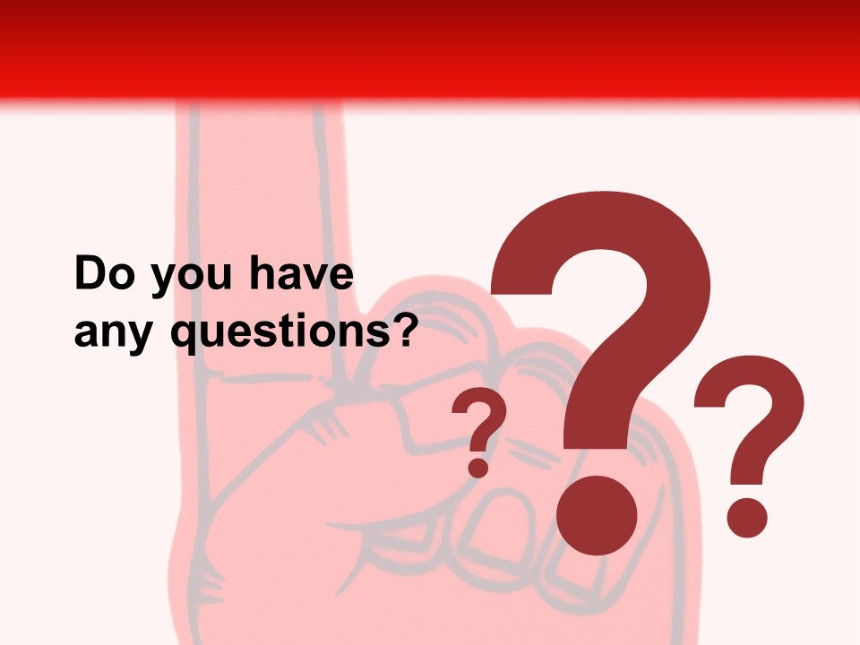 Blank Foam Finger Making The "We're Number 1 Symbol" In Red And Blue, Add Text To The Hand Or Above Hand, - Lots Of Copy Space PowerPoint Template