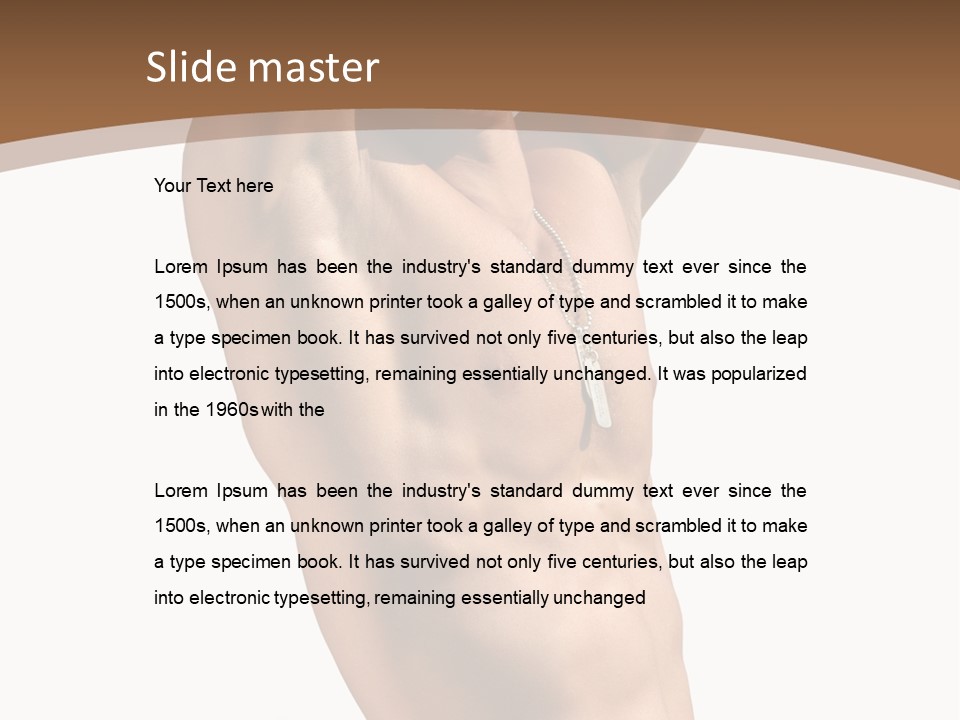 Muscular Y Man With Army Tags Isolated On White PowerPoint Template