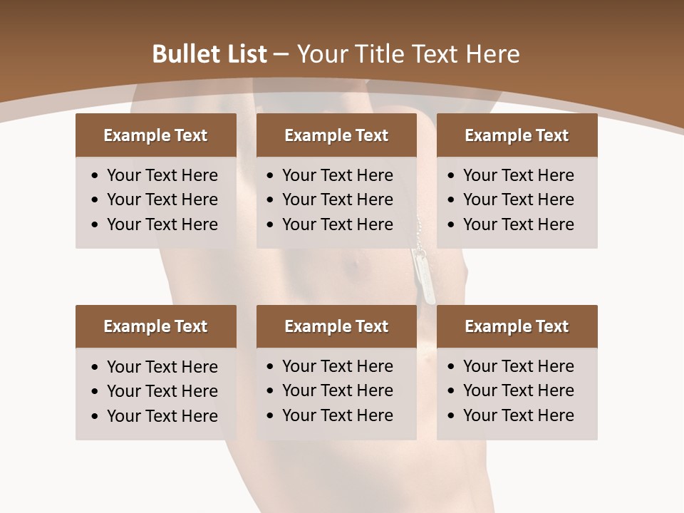 Muscular Y Man With Army Tags Isolated On White PowerPoint Template