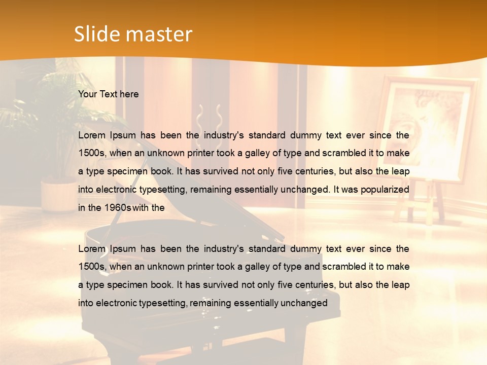 Piano In Room. PowerPoint Template