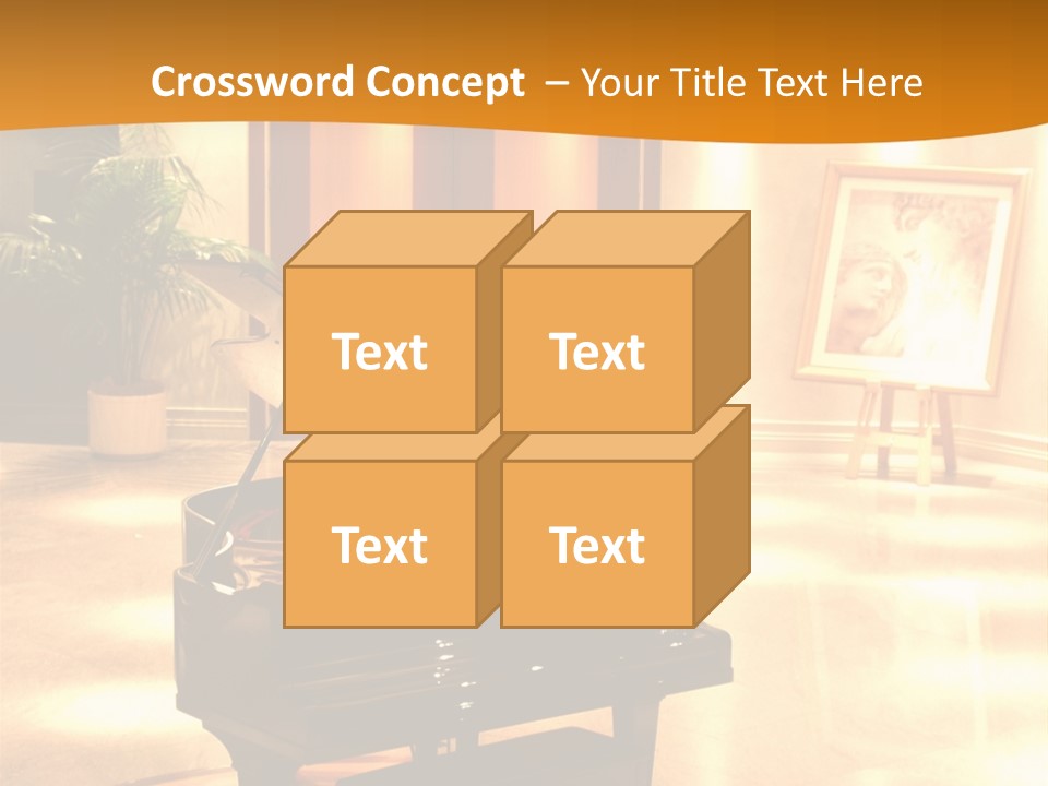Piano In Room. PowerPoint Template