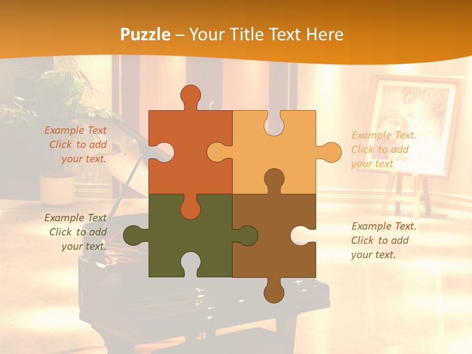 Piano In Room. PowerPoint Template