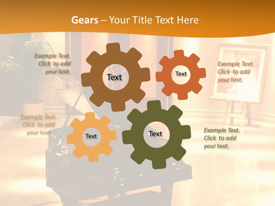 Piano In Room. PowerPoint Template