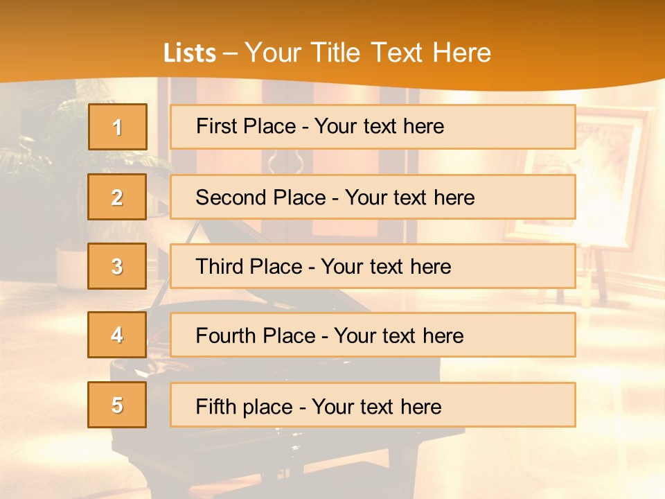 Piano In Room. PowerPoint Template