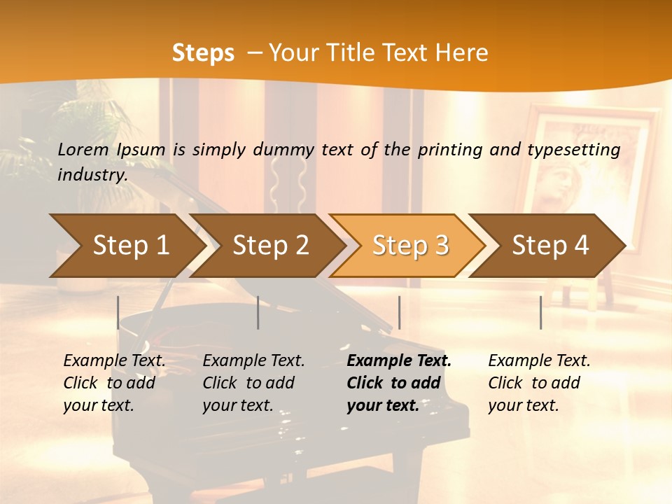 Piano In Room. PowerPoint Template