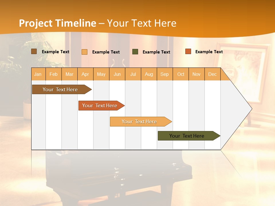 Piano In Room. PowerPoint Template