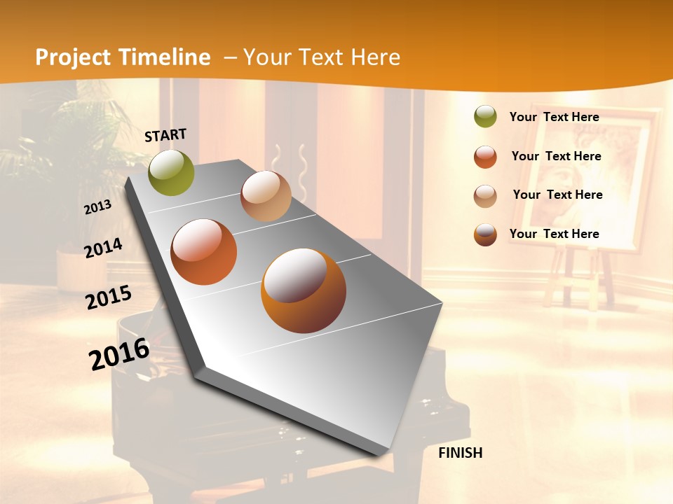 Piano In Room. PowerPoint Template