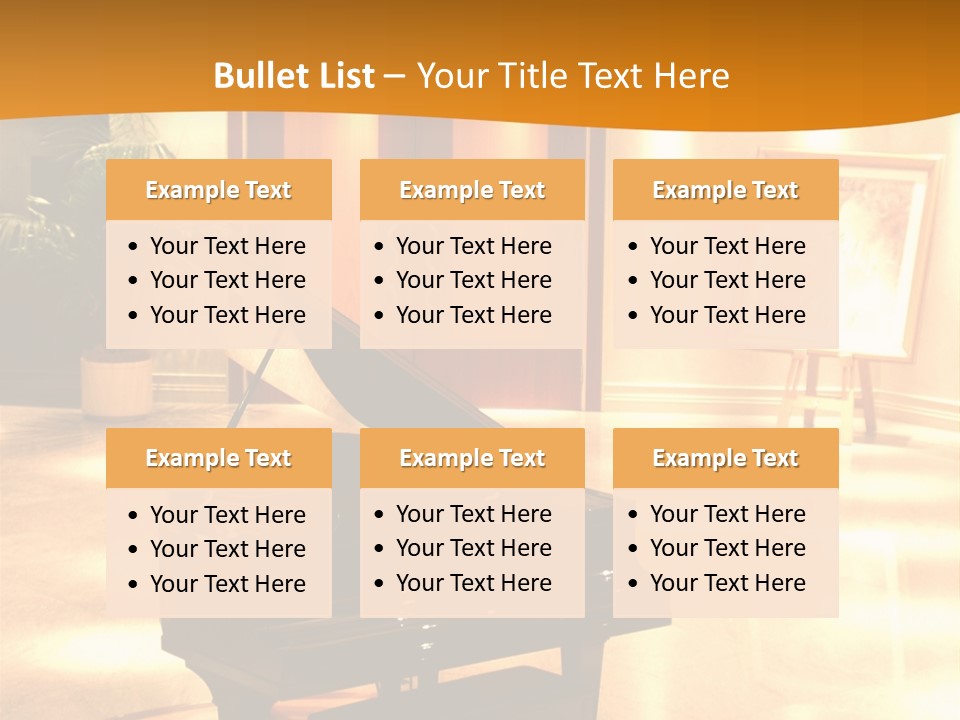 Piano In Room. PowerPoint Template