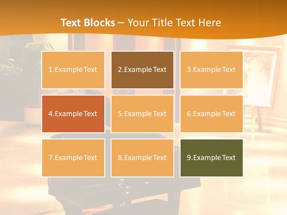 Piano In Room. PowerPoint Template