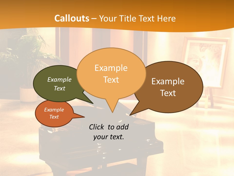 Piano In Room. PowerPoint Template