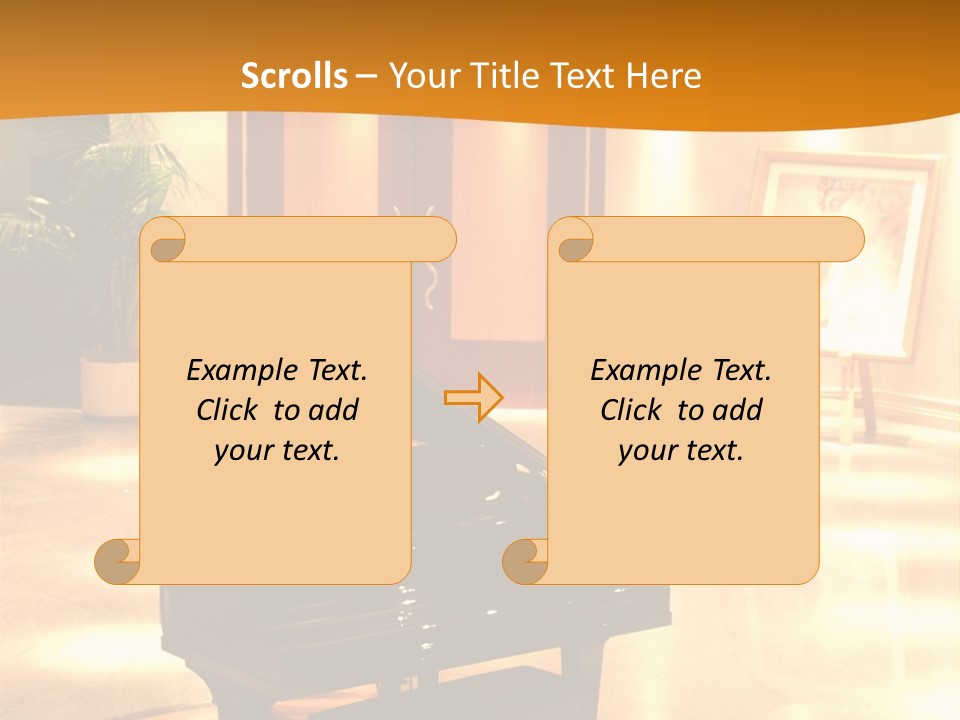Piano In Room. PowerPoint Template