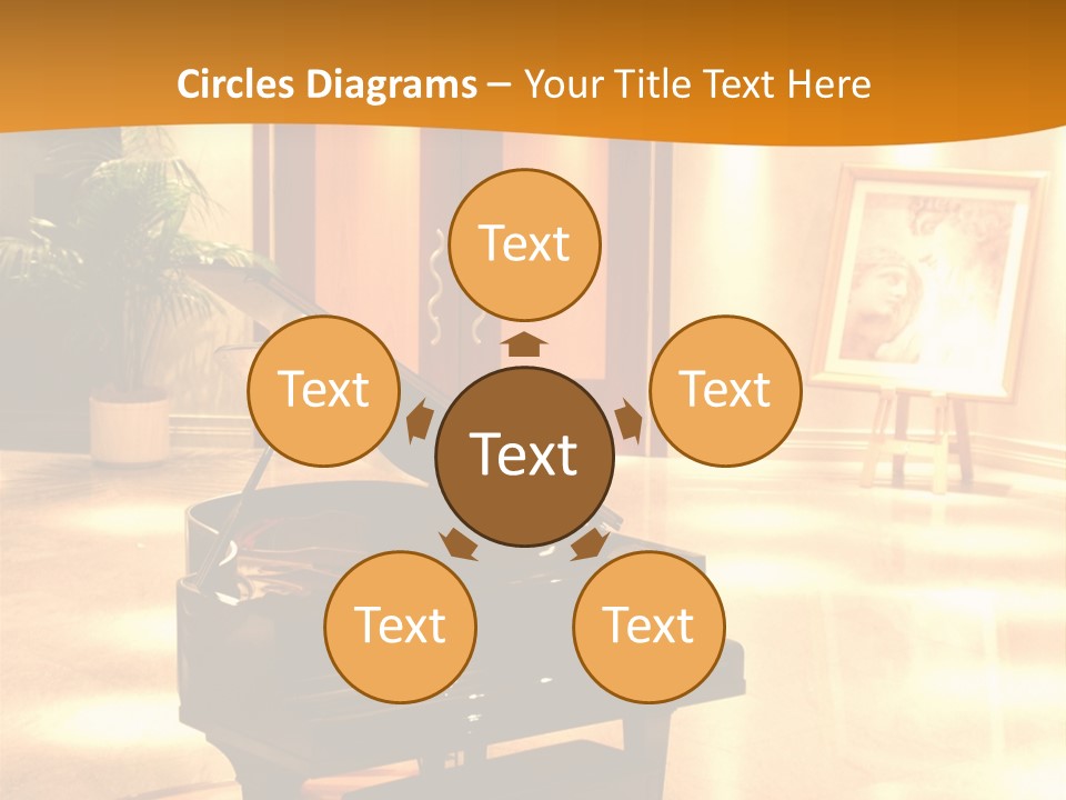 Piano In Room. PowerPoint Template