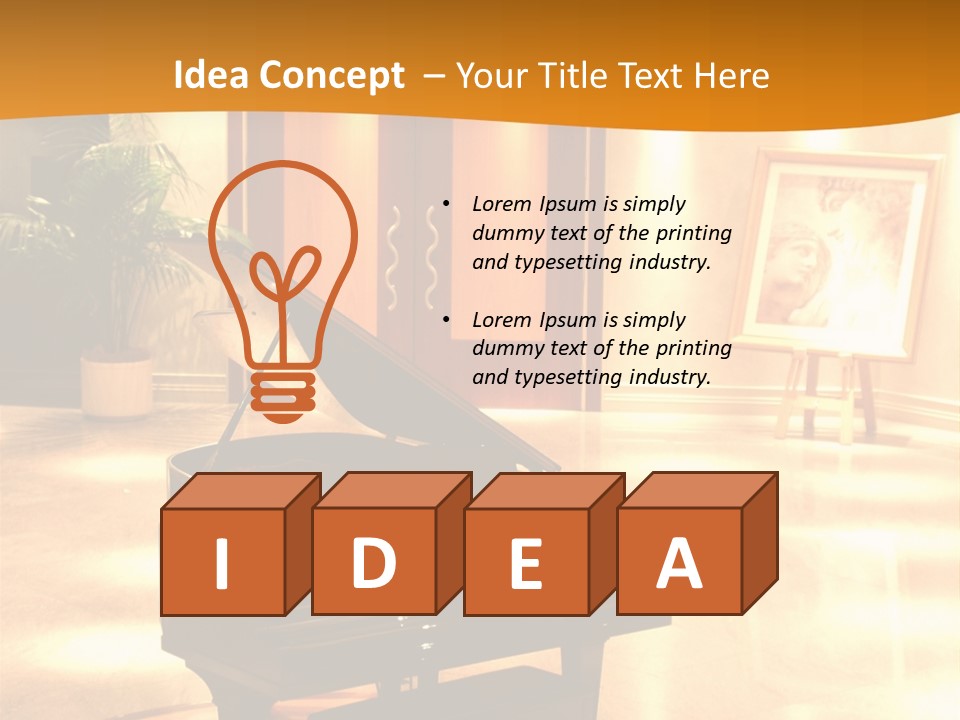 Piano In Room. PowerPoint Template