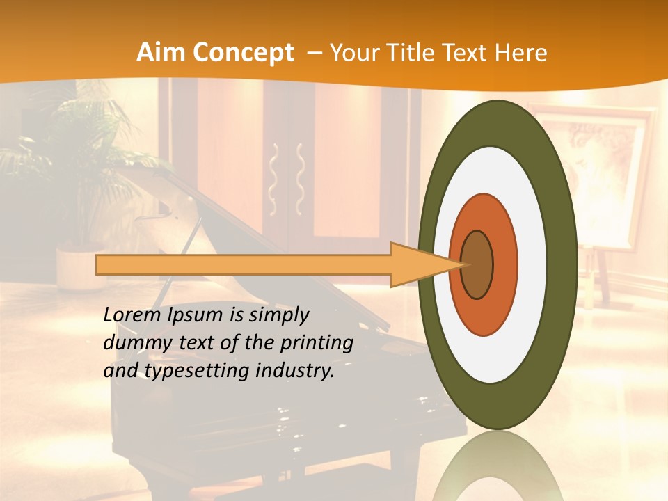 Piano In Room. PowerPoint Template