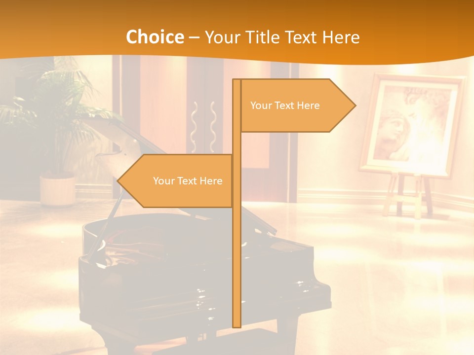 Piano In Room. PowerPoint Template