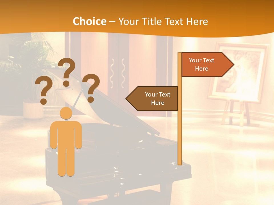 Piano In Room. PowerPoint Template