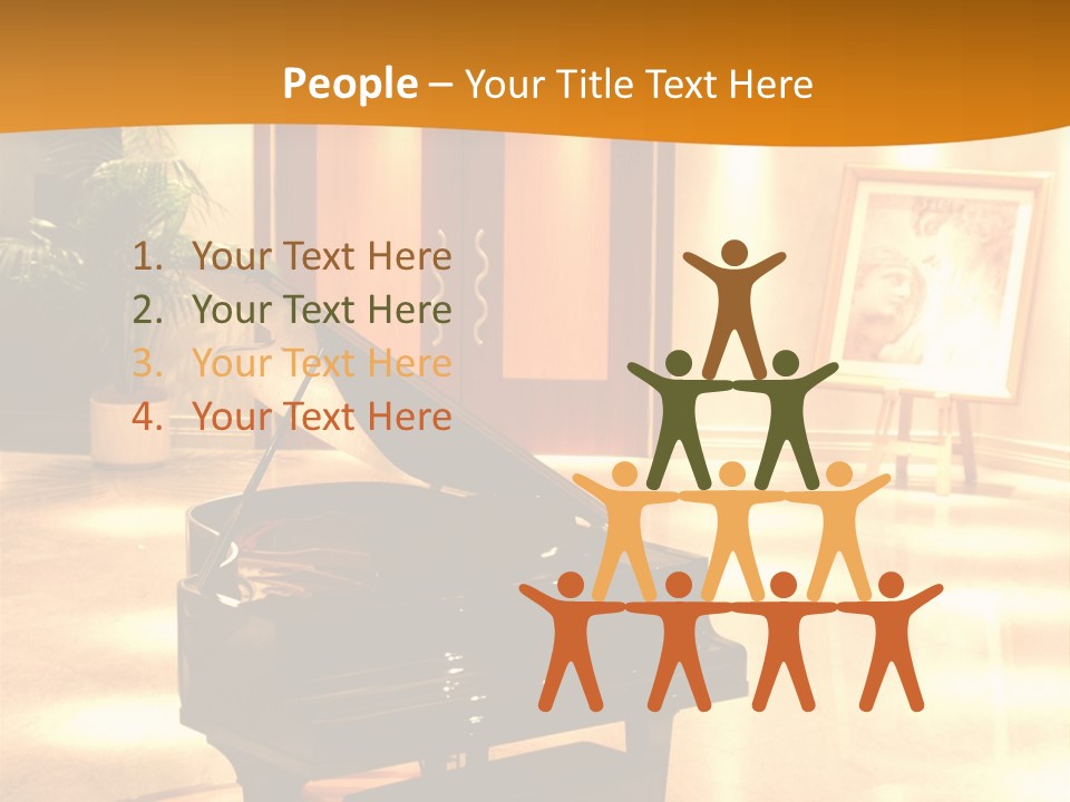 Piano In Room. PowerPoint Template