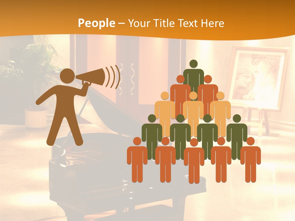 Piano In Room. PowerPoint Template