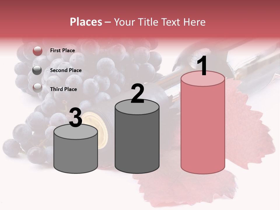 Blue Wine With Bottle And Grapes PowerPoint Template