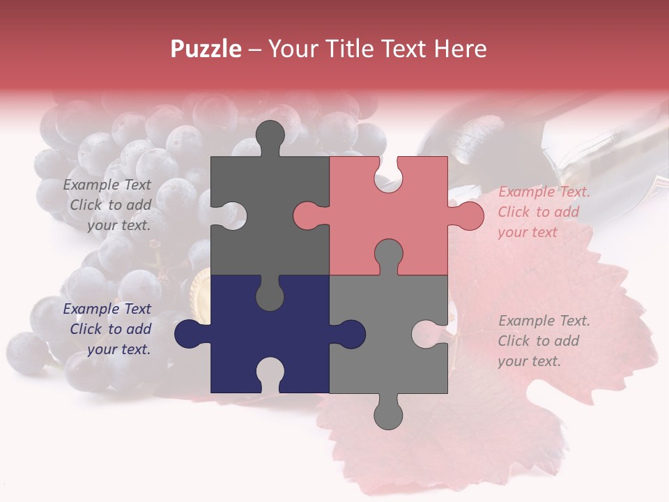 Blue Wine With Bottle And Grapes PowerPoint Template