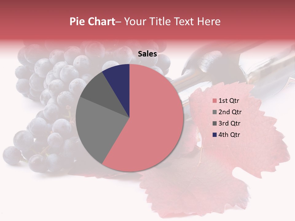 Blue Wine With Bottle And Grapes PowerPoint Template