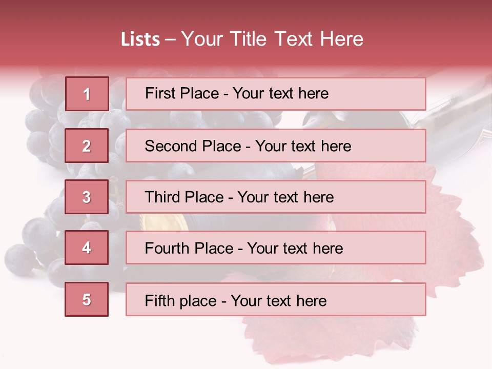 Blue Wine With Bottle And Grapes PowerPoint Template