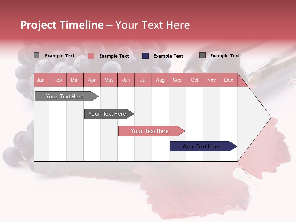 Blue Wine With Bottle And Grapes PowerPoint Template