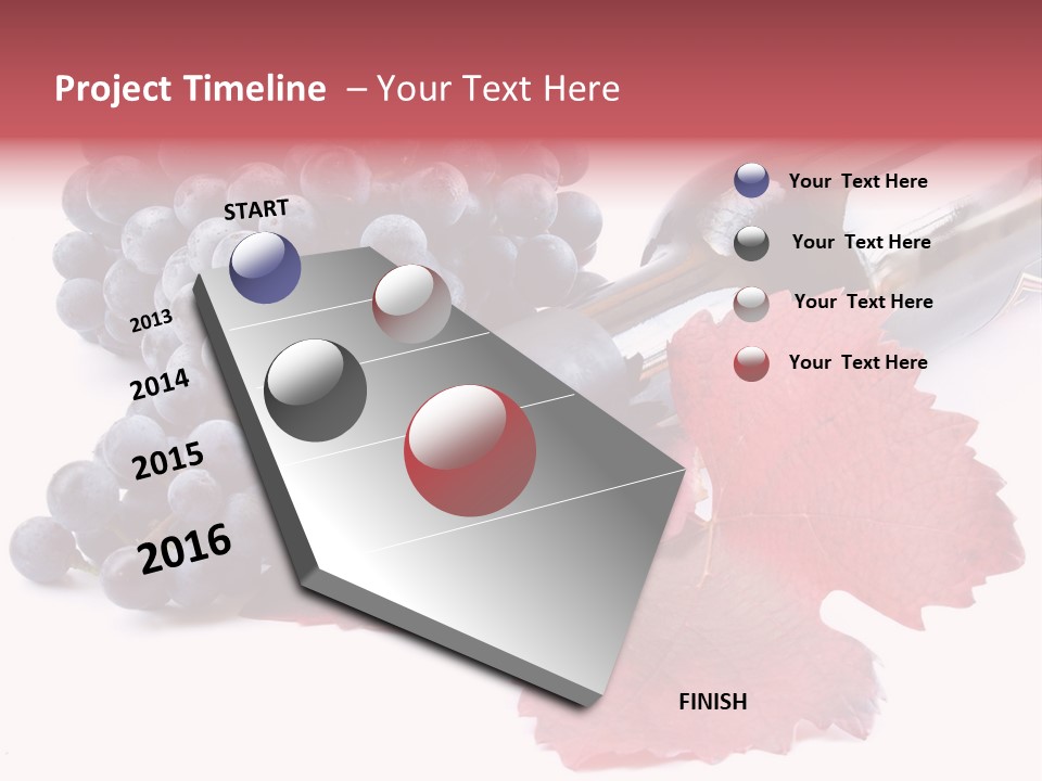 Blue Wine With Bottle And Grapes PowerPoint Template