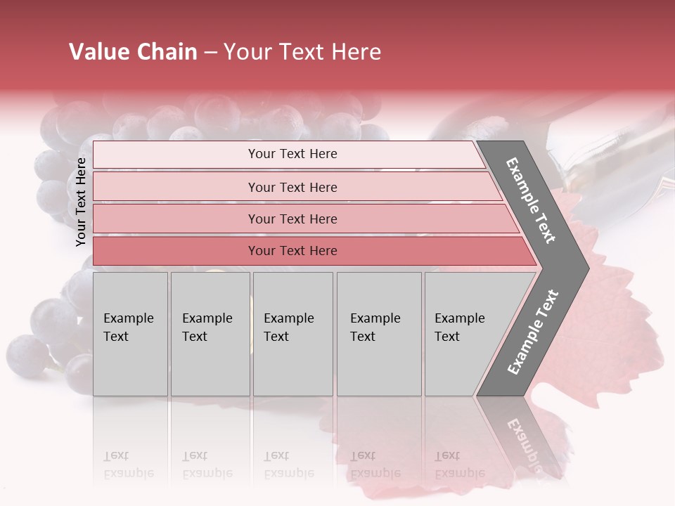 Blue Wine With Bottle And Grapes PowerPoint Template