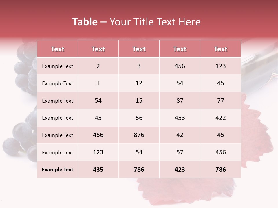 Blue Wine With Bottle And Grapes PowerPoint Template