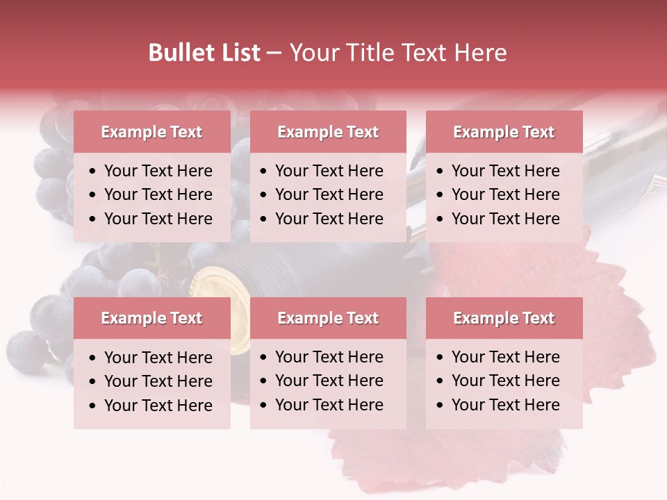 Blue Wine With Bottle And Grapes PowerPoint Template