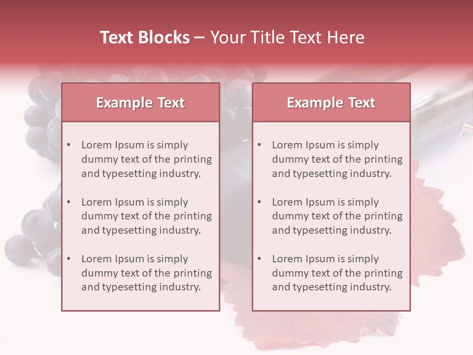 Blue Wine With Bottle And Grapes PowerPoint Template