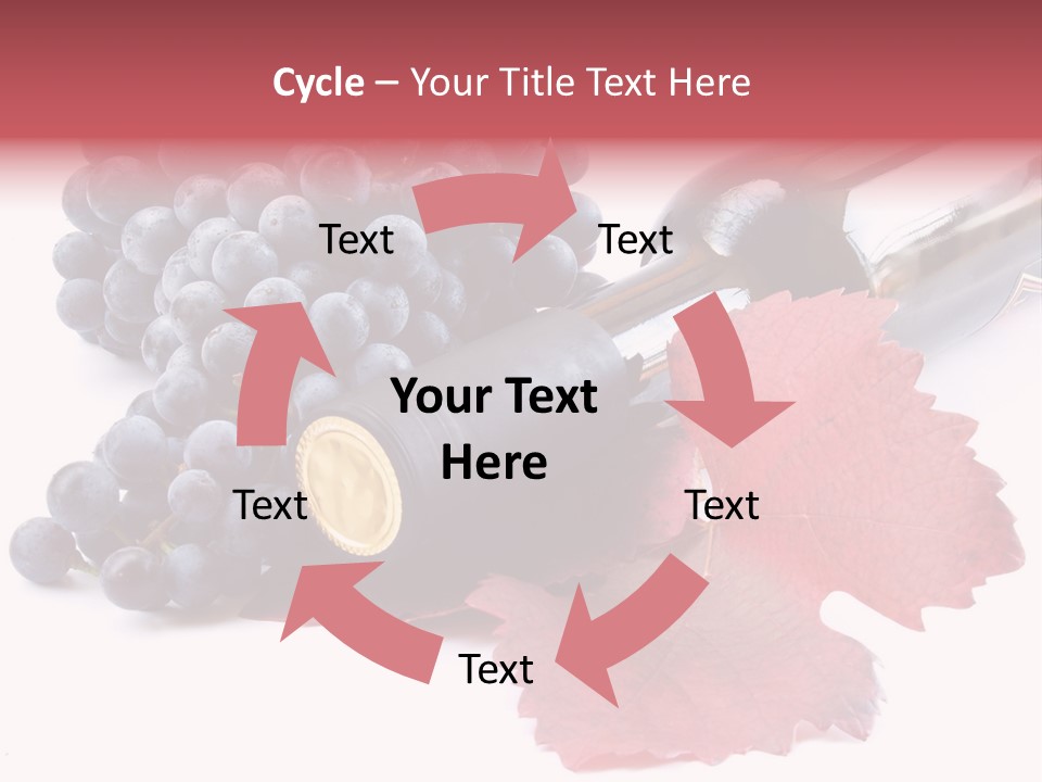 Blue Wine With Bottle And Grapes PowerPoint Template