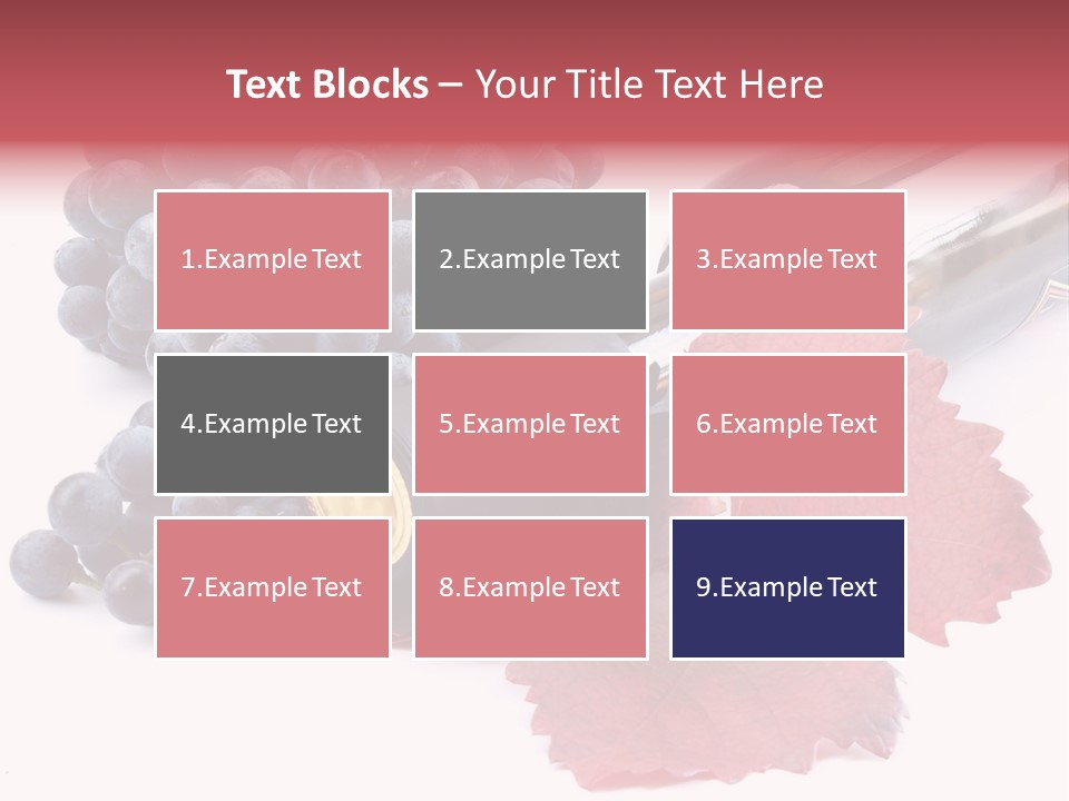 Blue Wine With Bottle And Grapes PowerPoint Template