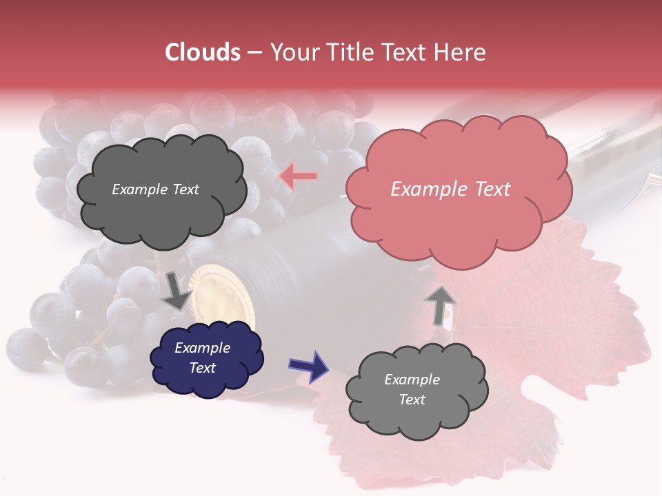 Blue Wine With Bottle And Grapes PowerPoint Template