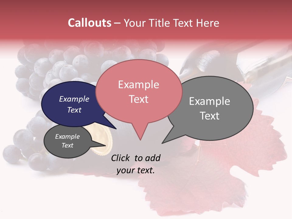 Blue Wine With Bottle And Grapes PowerPoint Template